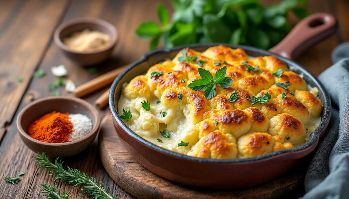découvrez notre recette de gratin de chou-fleur sans béchamel, une alternative légère et fondante idéale pour un repas savoureux et équilibré.
