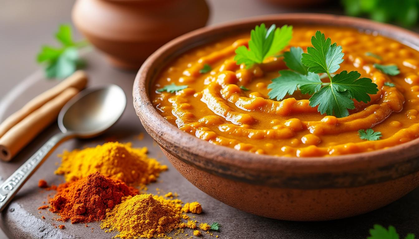 découvrez notre recette de dahl de lentilles corail, un plat indien sain, savoureux et facile à préparer, parfait pour un repas équilibré et riche en saveurs.
